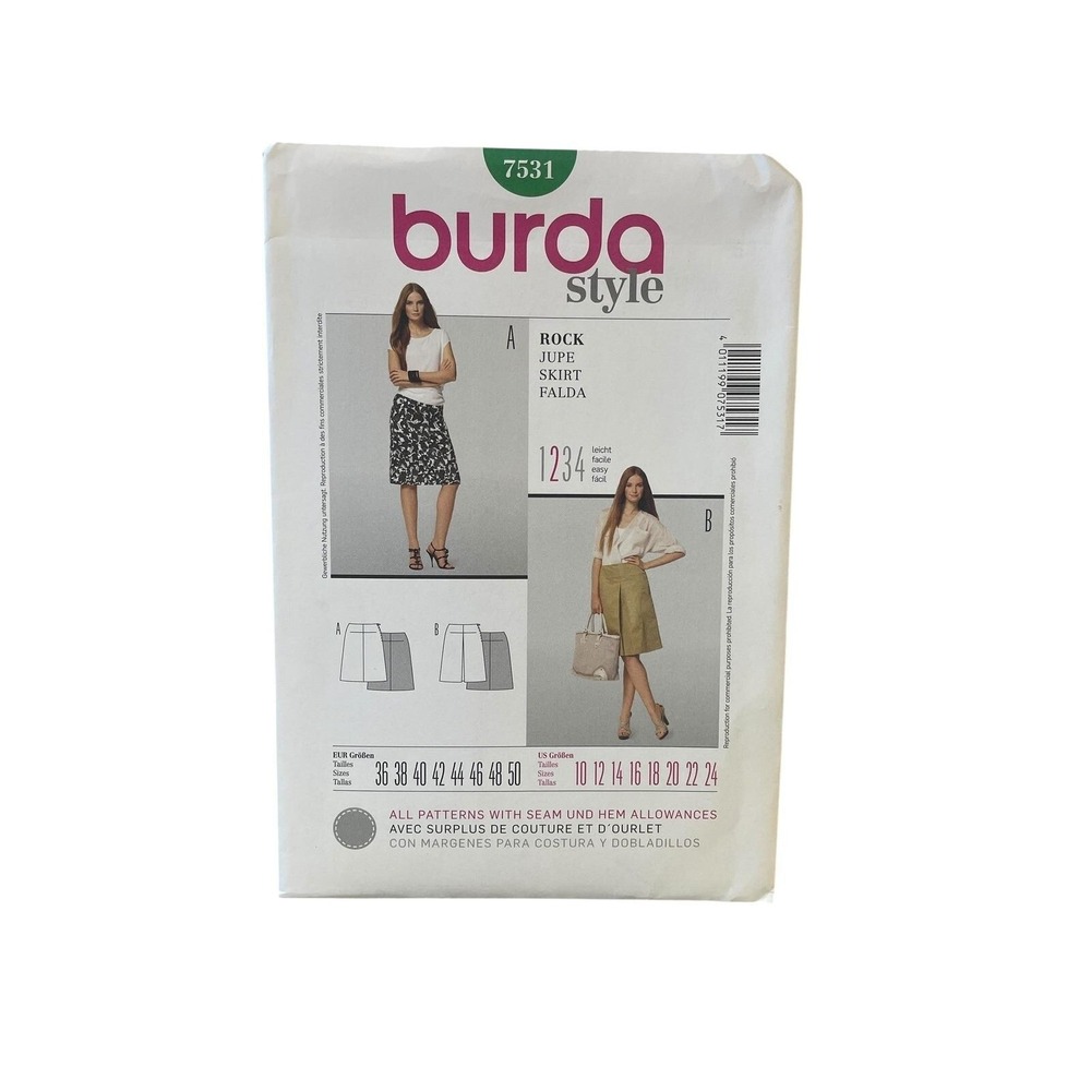 Burda Style‎ 7531 Skirt Sewing Pattern Size 10-24 Semi-Fitted